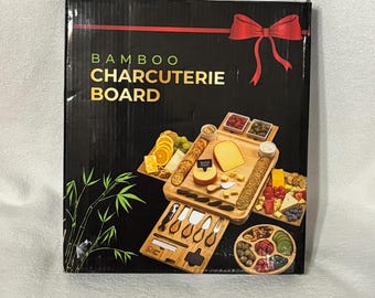 Bamboe bord kaasplank en messenset Premium bamboehouten dienblad