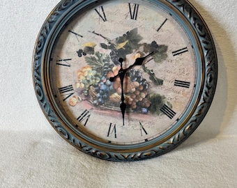 Vintage grapes wall clock battery operated Quartz