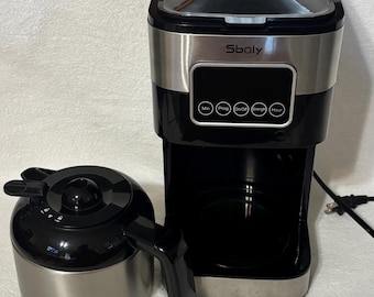 Sboly Programmierbare Filterkaffeemaschine mit Thermokaraffe, Edelstahl, Selbstbrühkaffeemaschine, gebraucht.