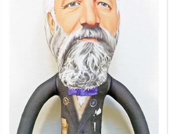 Jules Verne Gift | Book Lover Gift | Steampunk Literary Decor | Jules Verne Handmade Art Doll