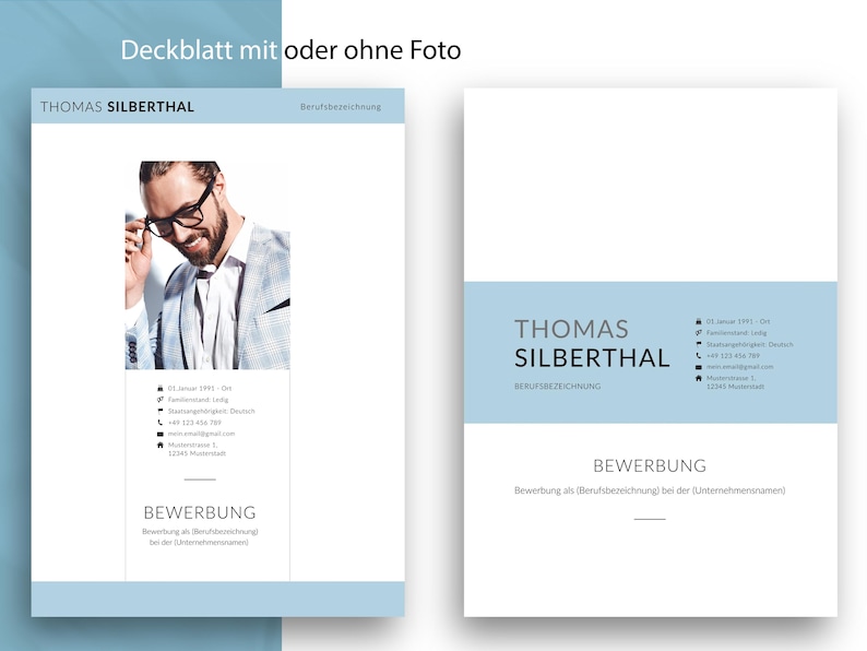 German Resume Template Word Canva, Modern CV Template, Cover Letter ...