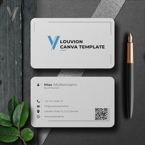 Canva Business Card Template, Editable Custom Business Cards, Personalized Design, QR Code Digital Printable, Modern Minimal Branding