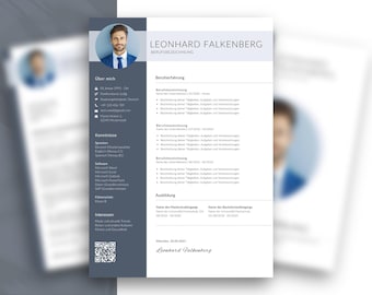 Plantilla de CV profesional | Conjunto de CV en alemán | Carta de presentación, carta de motivación y lista de archivos adjuntos | Archivos Canva y Word