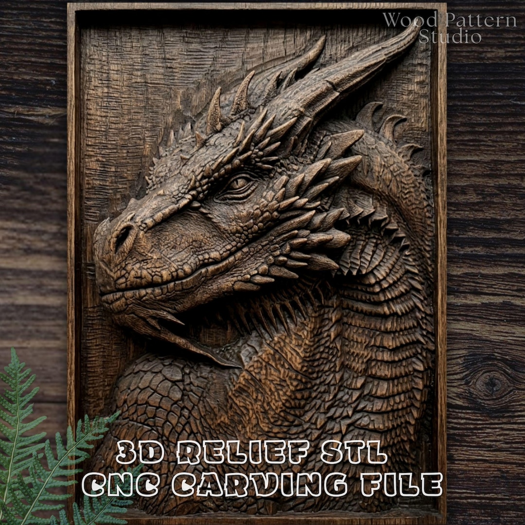 Mythical Dragon 3D STL Relief for CNC Router | Fantasy Beast Wood ...