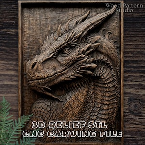 Mythical Dragon 3D STL Relief for CNC Router | Fantasy Beast Wood Carving File | Ancient Creature 3D Print Model | Aspire Artcam Design