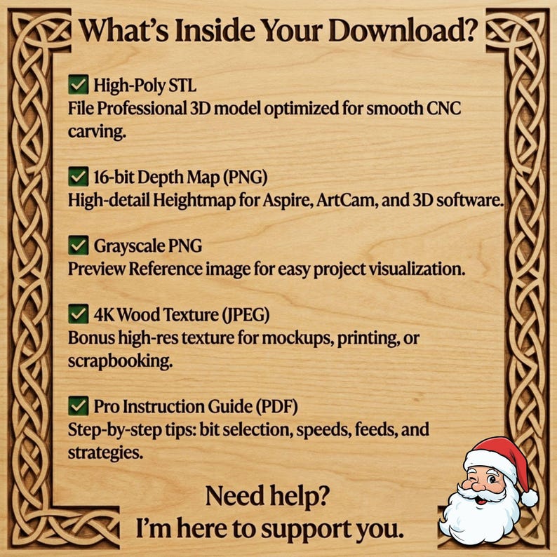 Cnc Router Texture File Jolly Santa Claus Relief STL CNC Router, Classic Christmas Portrait ...