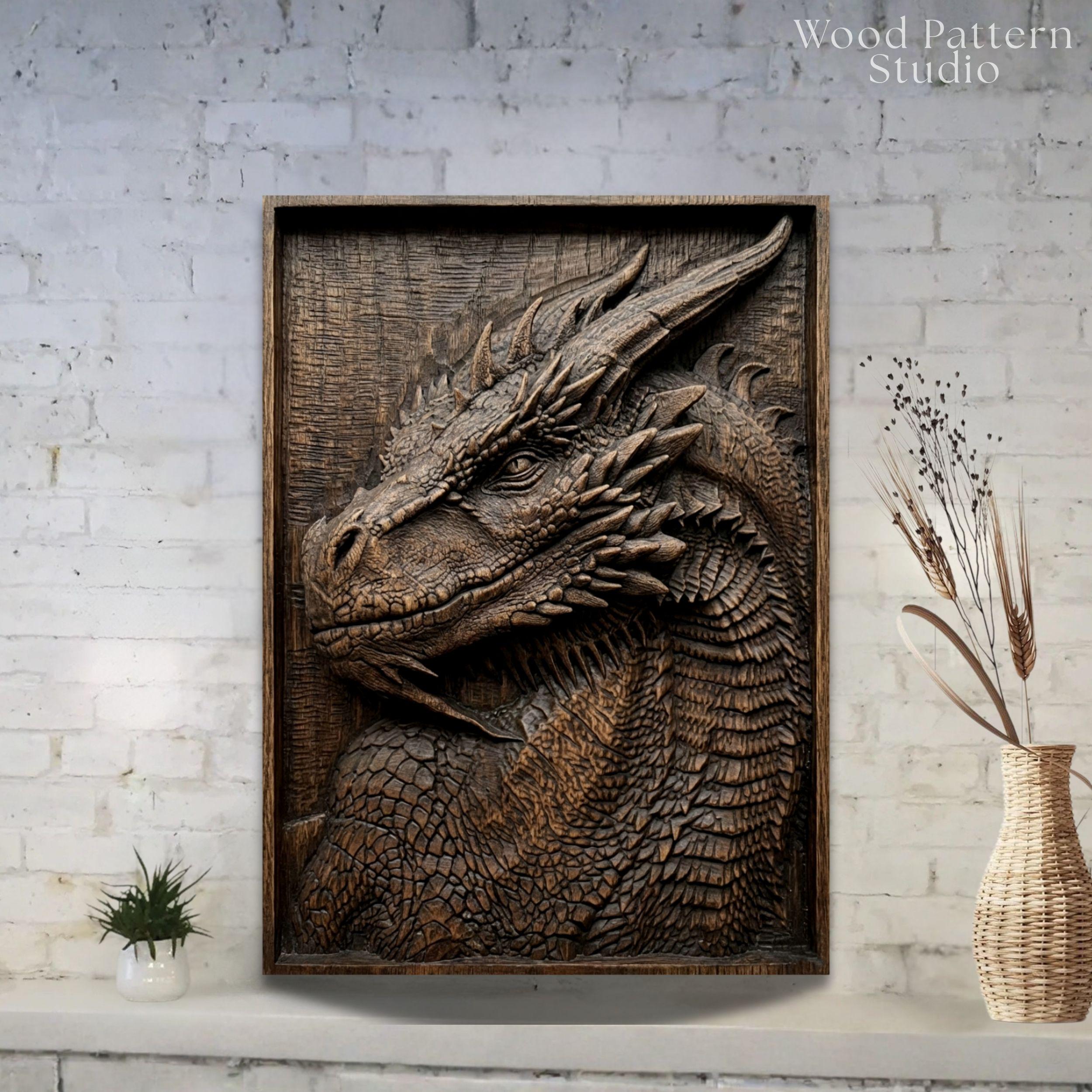 Mythical Dragon 3D STL Relief for CNC Router | Fantasy Beast Wood ...
