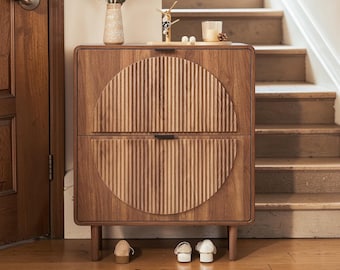 Modern Shoe Storage Cabinet Slim Entryway Organizer Flip Drawer Narrow Rack