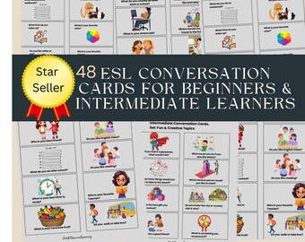 ESL Conversation Cards for Beginners & Intermediate | Printable Speaking Activity | English Question |Classroom Resource