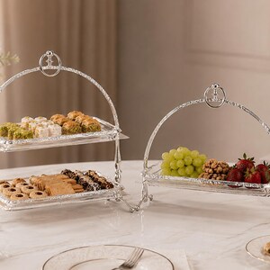 Silver Glass Dessert Stand – Single or Two Tier Serving Tray (30x14 cm)