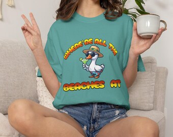 T-shirt Beach Goose / Vestibilità comoda, maglietta estiva da costa tinta in capo