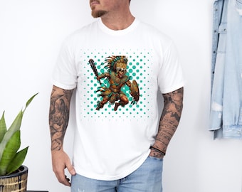 T-shirt con grafica da guerriero azteco / Design tribale azteco