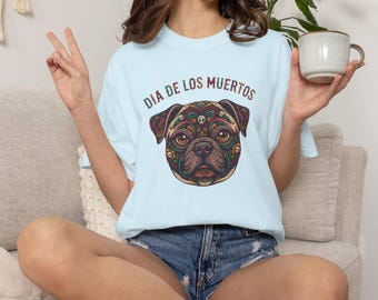 Unisex Día de los Muertos Dog Skull T-shirt | Sugar Skull Dog Tee