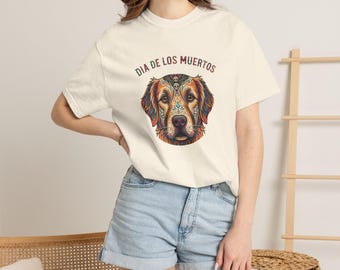 Unisex Día de los Muertos Dog Skull T-shirt | Sugar Skull Dog Tee