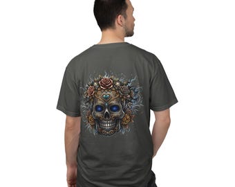 Sugar Skull with Roses T-Shirt | Floral Skull Graphic