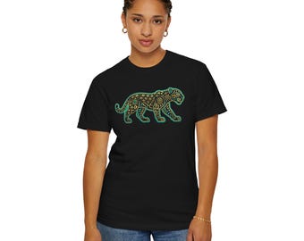 T-shirt con giaguaro al neon / Maglietta grafica con animali in stile retrò anni '80