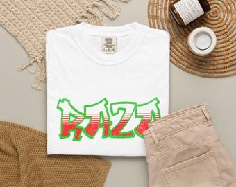RAZA Graffiti Logo T-Shirt | Red Green Street Art Typography