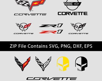 Corvette SVG, corvette print, transparent background, corvette stickers, car logo svg, dxf, png, eps, Instant Download