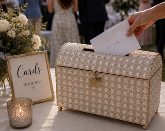 Wedding Card Box Crystal Envelope Holder Lockable Gift Box Treasure Chest Decor