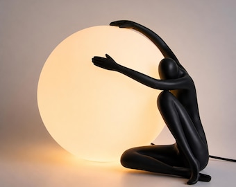 Modern Sculptural Table Lamp Human Figure Globe Light Abstract Home Decor Bedside Lamp Luxury Accent Light