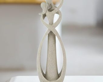 Modern Embracing Couple Statue, Romantic Anniversary Gift for Wife, Minimalist Abstract Sculpture, Love Art
