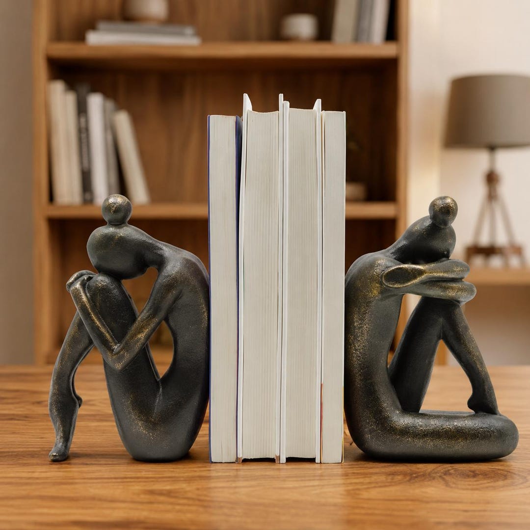 Abstract Resin Bookends Set of 2, Modern Bronze Sculpture, Minimalist ...