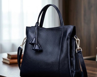 Genuine Leather Tote Bag for Women, Large Top Grain Cowhide Shoulder Handbag