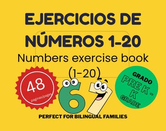 Number Tracing 1–20 Workbook in Spanish | Preschool and Kindergarten Math Printable | Number Writing & Number Words Practice