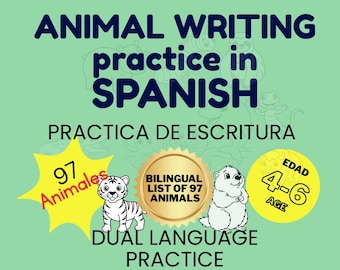 Bilingual Animal Tracing Book 97 Animals | Spanish & English | Digital Download | Preschool and Pre-K Handwriting Practice