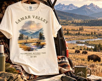 Yellowstone National Park Shirt | Lamar Valley Bison Watercolor Tee | Wildlife Lover Gift