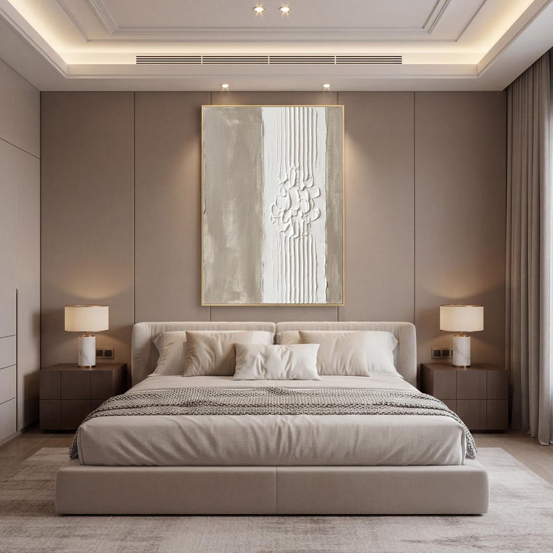 3D Textured Beige Abstract Painting Minimalist Wabi Sabi Japandi Wall ...