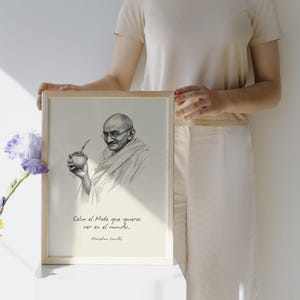 DIGITAL Poster A3-A4-A5 - Funny Mate Gandhi Quote, Be the Mate You Want to See, Yerba Mate Art Print, Printable Download