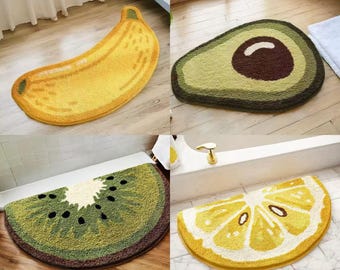 Zestaw dywaników łazienkowych w kształcie owoców, urocze chłonne, antypoślizgowe maty podłogowe z motywem banana/awokado/kiwi/cytryny, zabawny wystrój łazienki/kuchni, prezent do domu w stylu kawaii