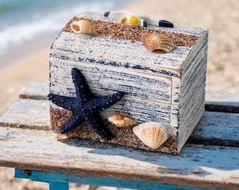 Geldgeschenke - Geschenkdoos voor den | Handgemaakte nautische houten sieradendoos - Strandhuisdecoratie Aandenken Moederdag