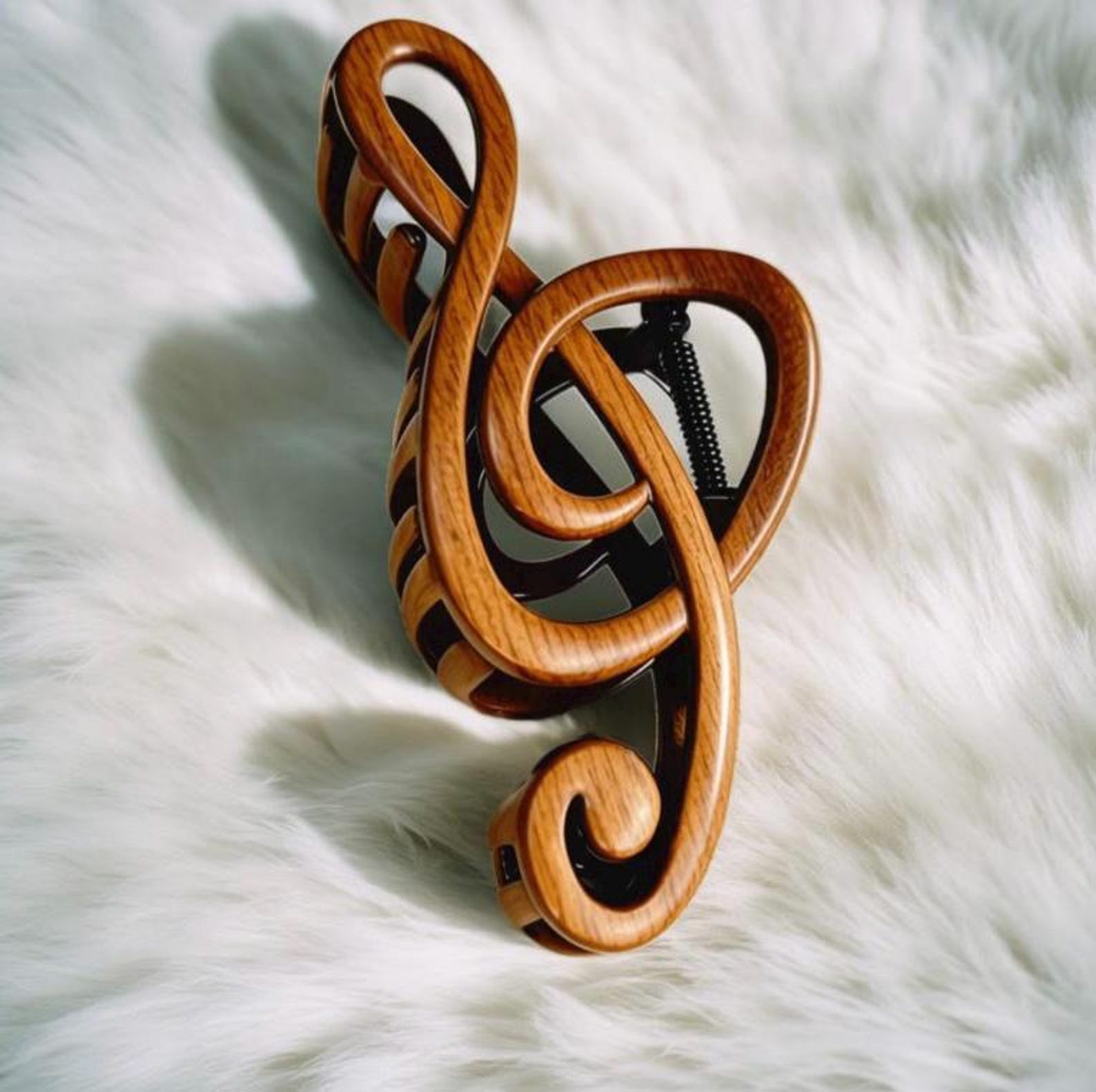 Artistic Treble Clef Hair Claw, Brown Music Note Hair Clip, Minimalist ...