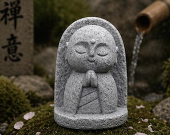 Estatua japonesa del Buda Jizo – Escultura de piedra para jardín zen, figura de monje, decoración bonsái