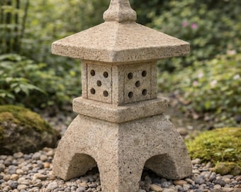 Lanterna solare giapponese a forma di pagoda – Luce da giardino zen in bronzo per vialetti – Decorazione paesaggistica per esterni