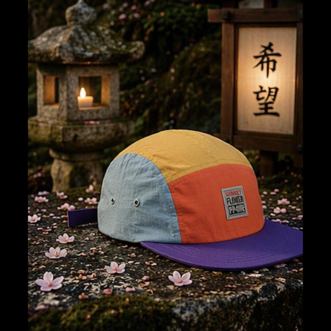 Japanese Retro 5 Panel Cap – Flat Brim Streetwear Hat, Minimalist ...