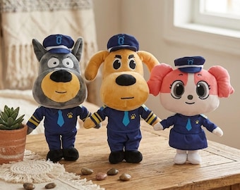 Sheriff Labrador plyschleksak / Officer Wolf, Pudelinspirerad gosedjursplyschdocka