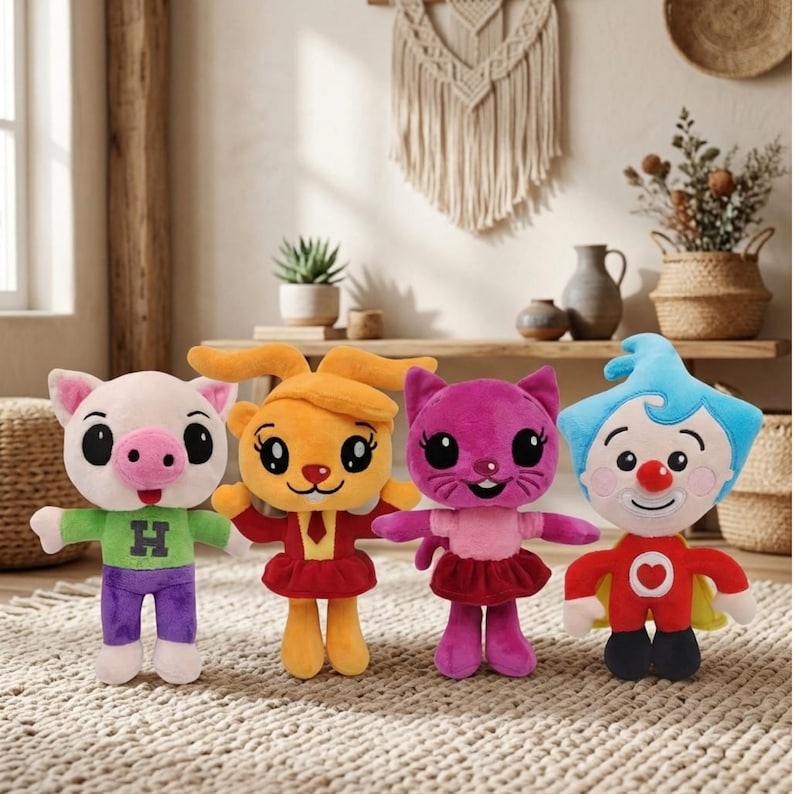 9 Plim Plim-inspirerade plyschleksaker / Clown Nesho Bam Hoggie Mei-Li Pig plyschdockor bild 2