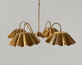 Mid Century Brass Fluted Pendant Light Sputnik Chandelier