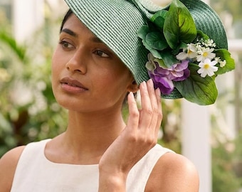 Botanical Fascinator | Purple Violet & Peony Blooms | Wedding Garden Party Derby Statement Headpiece