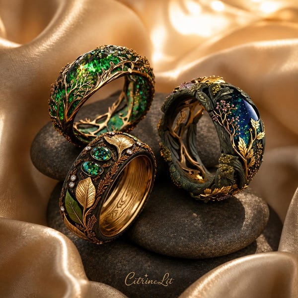 Tree Branch Ring, Green Crystal Statement Ring, Botanical Forest Jewelry, Nature Inspired Ring, Gift for Women, Everyday Jewelry