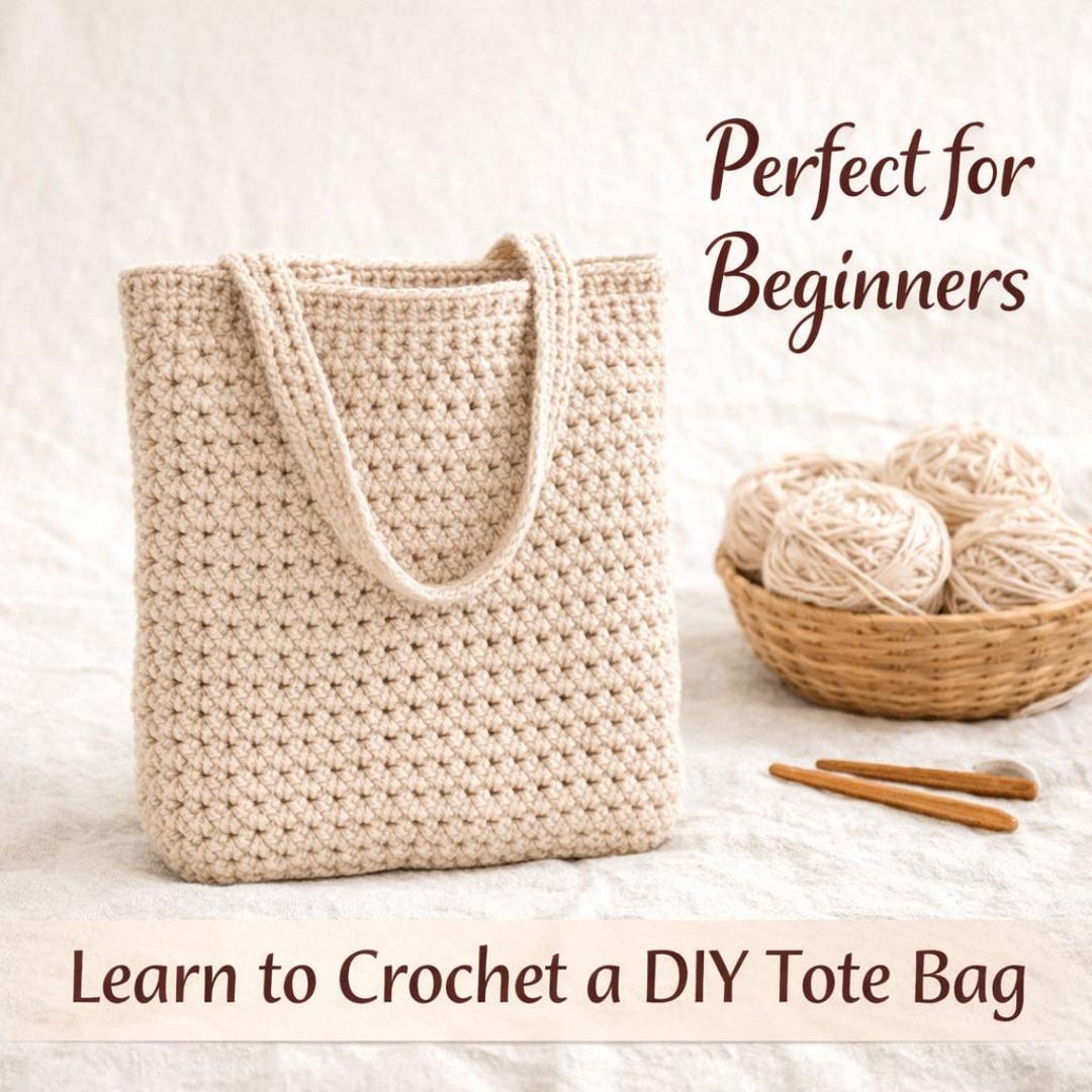 Crochet Tote Bag Pattern PDF | Easy Beginner Crochet Bag | DIY Market ...