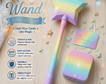 Magic Wand Card Holder, Telescopic Handle, 3D Printed Star, Tap To Pay Gadget