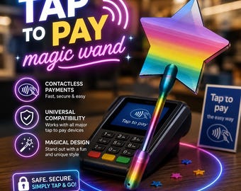 Magic Wand Card Holder, Telescopic Handle, 3D Printed Star, Tap To Pay Gadget
