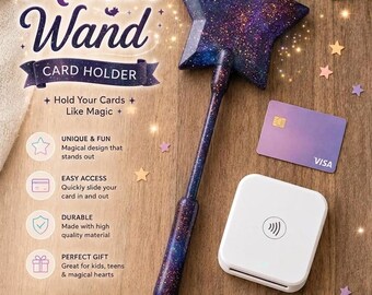 Magic Wand Card Holder, Telescopic Handle, 3D Printed Star, Tap To Pay Gadget