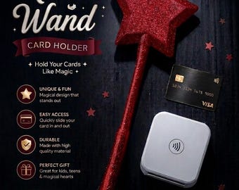 Magic Wand Card Holder, Telescopic Handle, 3D Printed Star, Tap To Pay Gadget