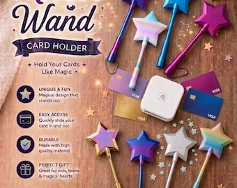 Magic Wand Card Holder, Telescopic Handle, 3D Printed Star, Tap To Pay Gadget