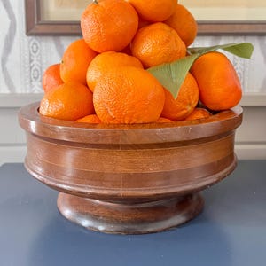 Antique Large Wooden Pedestal Bowl // Hand Turned Fruit Bowl
